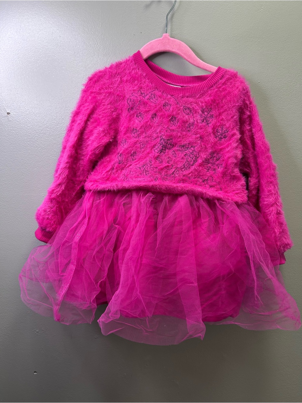 Girls' Fuchsia Fuzzy Tulle Dance Dress